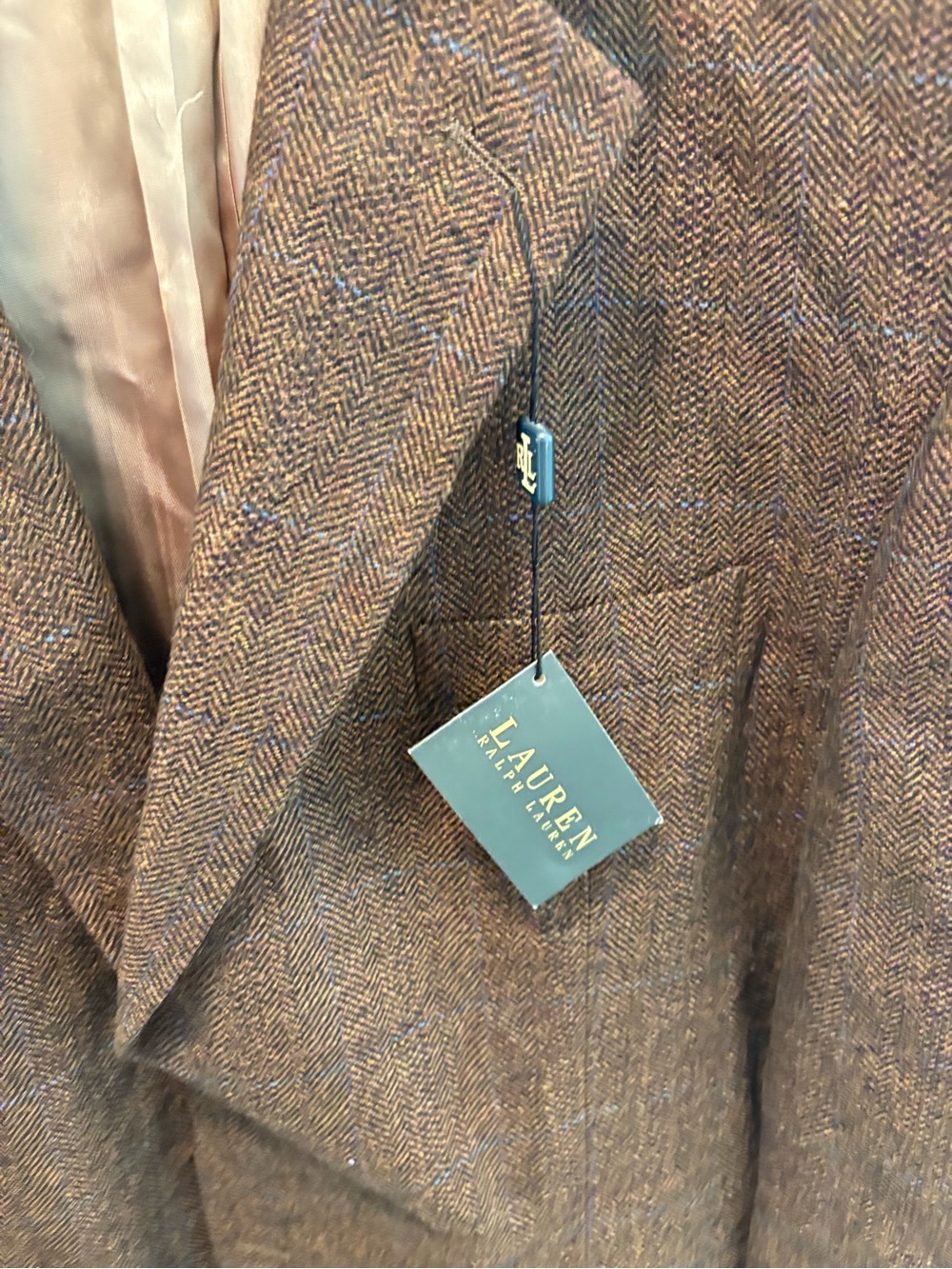 Lauren Ralph Lauren Brown Herringbone Wool Blazer - Picture 2 of 9